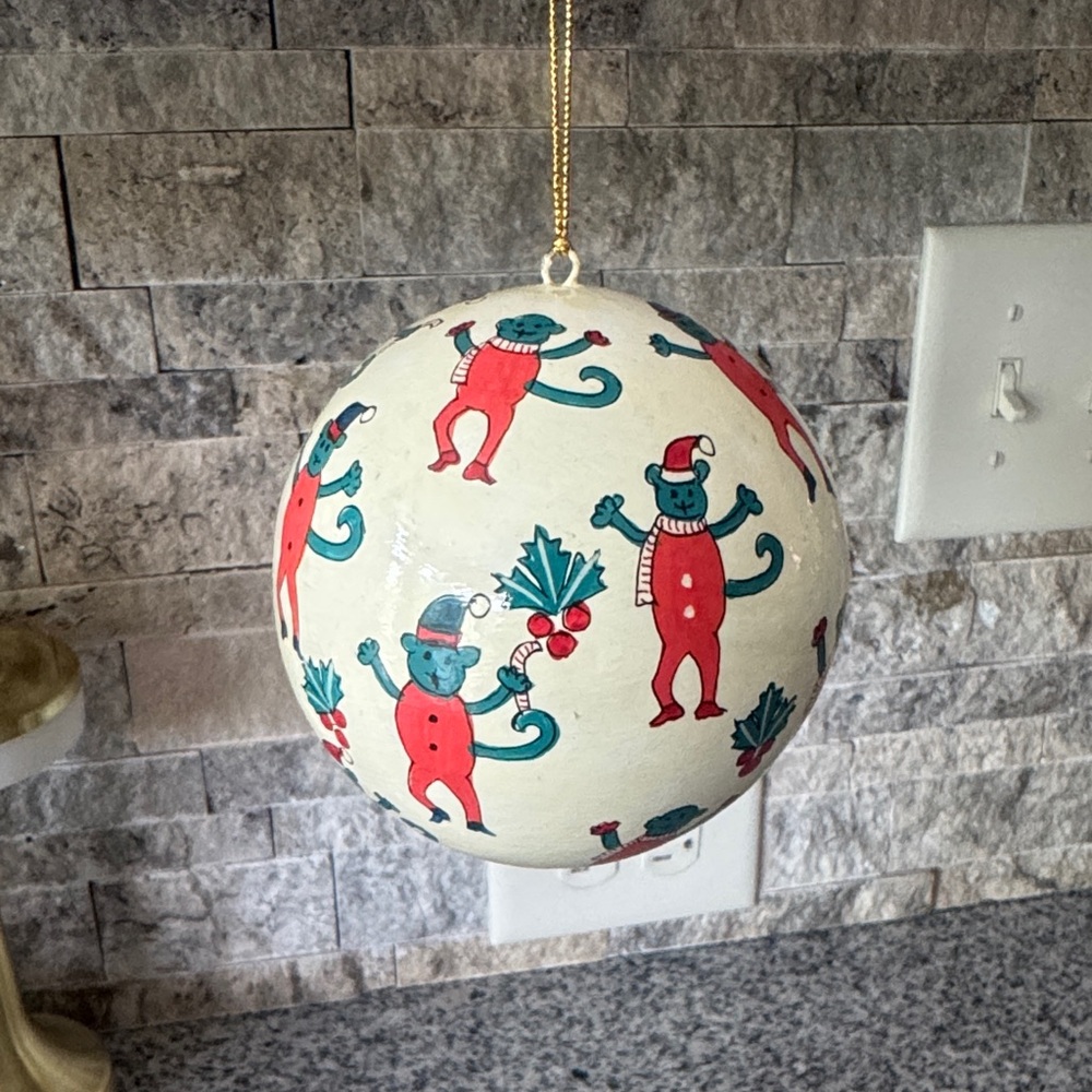 Roller Rabbit Festive Monkey Holiday Ornament